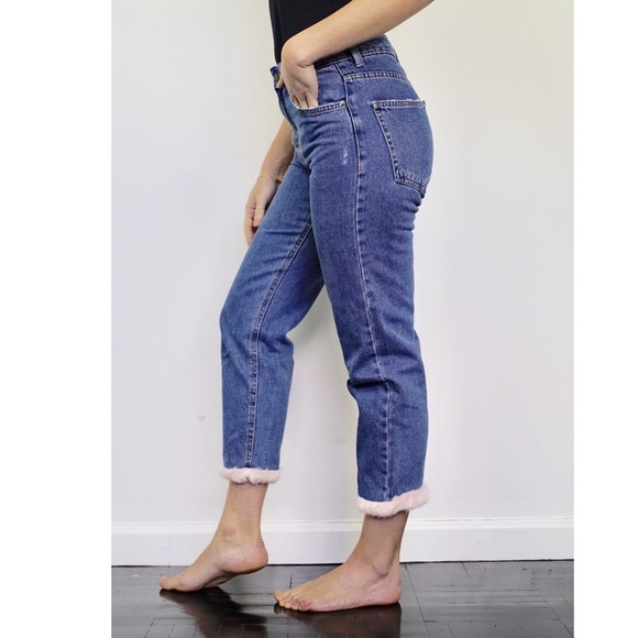 SOLD Bershka Fuzzy Fur Hem Cigarette Jeans - Picture 7 of 8